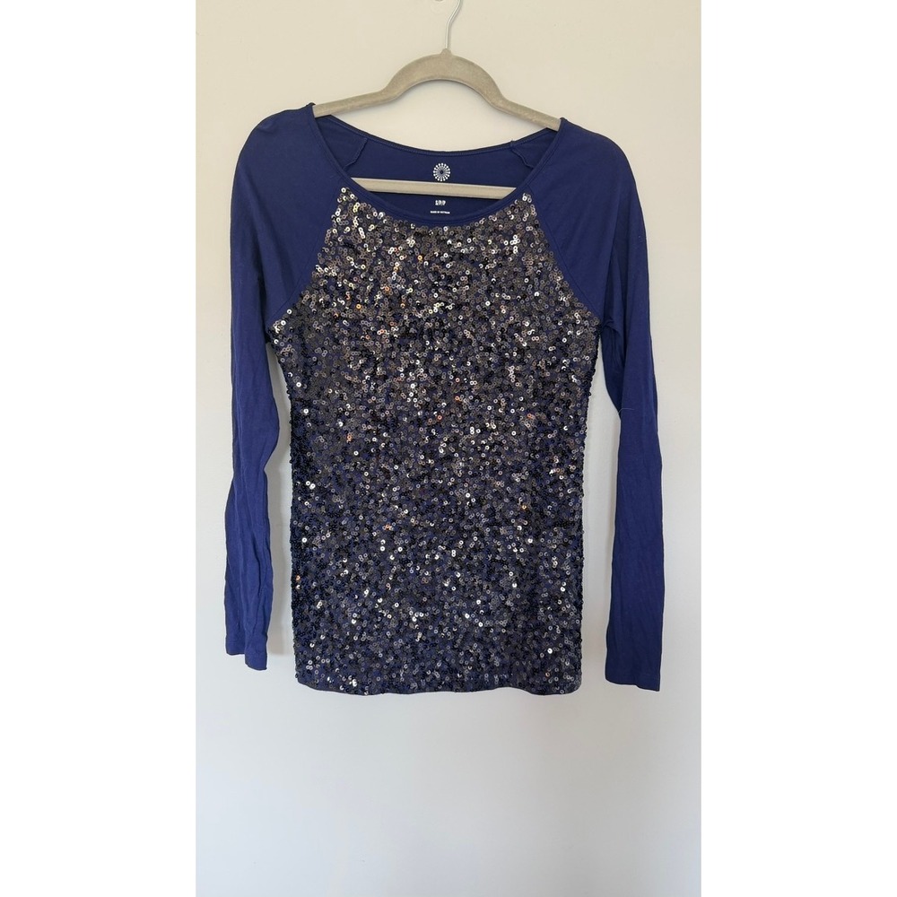 Old Navy Sequin Raglan Long Sleeve Top Cotton Modal Women's Small